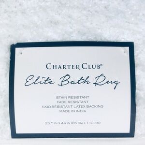 new WHITE Charter Club Elite 25.5"x44" Plush Bath Rug w/ Skid-Resistant Backing